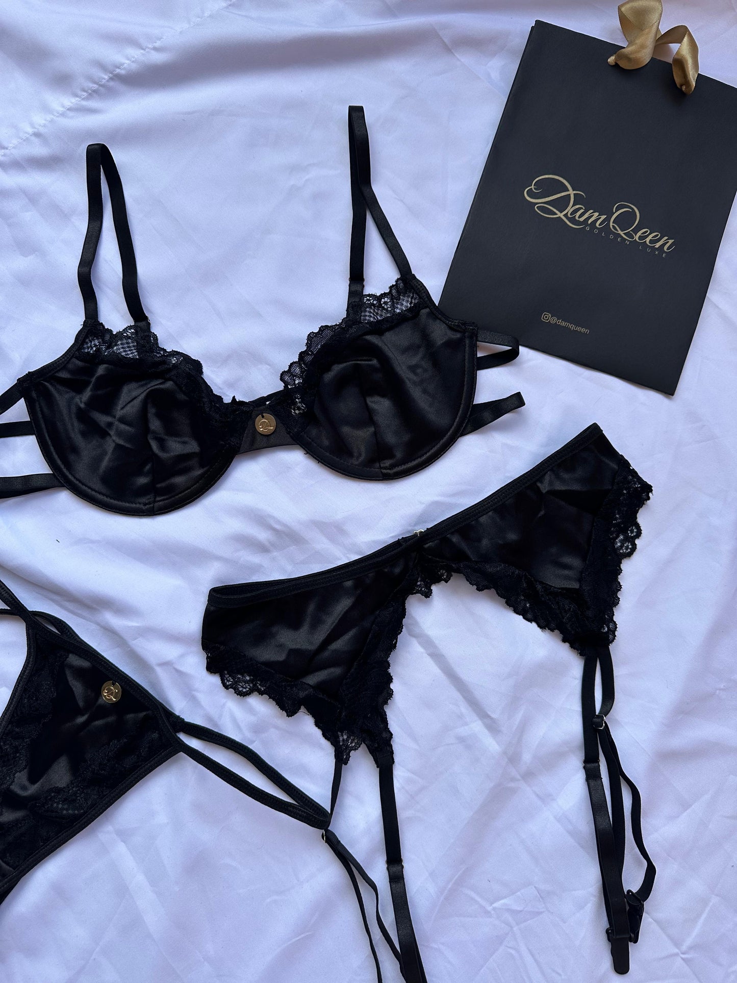 🖤 Lencería Set Negro Satin